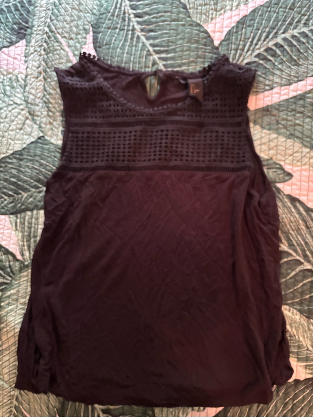 H&M Black Crochet Yoke Sleeveless Camisole